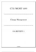 (WGU C721) MGMT 4400 Change Management - OA Review 1 - 20242025