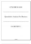 (WGU C723) BUS 3100 Quantitative Analysis For Business - OA Review 1 - 20242025