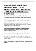 Mental Health NUR 180 Hondros Test 1 TEST QUESTIONS AND ANSWERS 2024-