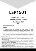 LSP1501 Assignment 9 (ANSWERS) 2024 - DISTINCTION GUARANTEED