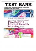 TEST BANK FOR Davis Advantage for Townsend's Essentials of Psychiatric Mental-Health Nursing Concepts of Care in Evidence-Based Practice 9th Edition by Karyn I. Morgan , ISBN: 9781719645768 Chapters 1-32 || Complete Guide A+