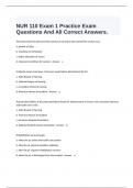  NUR 110 Exam 1 Practice Exam Questions And All Correct Answers.