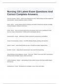  Nursing 110 Latest Exam Questions And Correct Complete Answers.