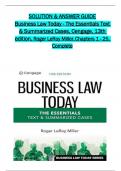 Solution and Answer Guide for Business Law Today - The Essentials Text & Summarized Cases, Cengage, 13th Edition, by Roger LeRoy Miller, Verified Chapters 1 - 25, Complete