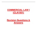 COMMERCIAL LAW I (CLA1501) Revision Questions & Answers