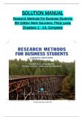 Solution Manual For Research Methods For Business Students, 8th Edition by Mark Saunders, Philip Lewis, Verified Chapters 1 - 14, Complete