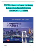 TEST BANK For Corporate Finance, 13th Edition By Stephen Ross, Randolph Westerfield, Verified Chapters 1 - 31, Complete Newest Version