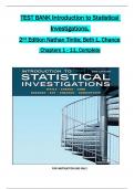 TEST BANK For Introduction to Statistical Investigations, 2nd Edition by Nathan Tintle; Beth L. Chance, Verified Chapters 1 - 11, Complete Newest Version