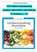 TEST BANK for Whitney, Understanding Nutrition 16th Edition Verified Chapters 1 - 20, Complete Newest Version