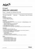 AQA A LEVEL ENGLISH LANGUAGE PAPER 1 QUESTION PAPER 2024 (7702/1 : Language ,The Individual  and Society)