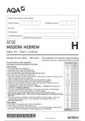 AQA GCSE Hebrew8678 LH question paper ModernHebrew  10June 2024