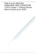 AQA A-level ENGLISH LANGUAGE AND LITERATURE Paper 1 Telling Stories Mark scheme June 2024