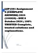 LSP1501 Assignment 9 (COMPLETE ANSWERS) 2024 (164920) - DUE 8 October 2024 ; 100% TRUSTED Complete, trusted solutions and explanations. 