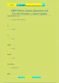 C859 Python Syntax Questions and  Correct Answers | Latest Update