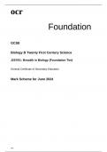 ocr GCSE Biology B Mark Scheme June 2024 J257/01: Breadth in Biology (Foundation Tier)