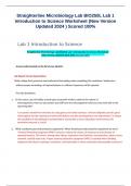 Straighterline Microbiology Lab BIO250L Lab 1 | Introduction to Science | Worksheet (New Version Updated 2024 ) Scored 100%