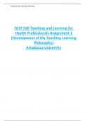 HLST 320 Teaching and Learning for  Health Professionals Assignment 1  (Development of My Teaching Learning  Philosophy)  Athabasca University