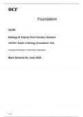 ocr GCSE Biology B Paper 2 Mark Scheme June 2024 J257/02: Depth in Biology (Foundation Tier)