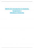 MATH 215 Introduction to Statistics  Assignment 1  Athabasca University 