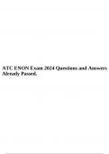 ATC ENON Exam 2024 Questions and Answers Already Passed. 