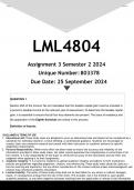  LML4804 Assignment 3 (ANSWERS) Semester 2 2024 - DISTINCTION GUARANTEED