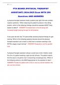 PTA BOARD (PHYSICAL THERAPIST  ASSISTANT) 2024-2025 Exam WITH 200  Questions AND ANSWERS 