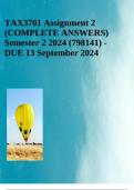 TAX3701 Assignment 2 (COMPLETE ANSWERS) Semester 2 2024 (798141) - DUE 13 September 2024