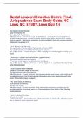 Dental Laws and Infection Control Final, Jurisprudence Exam Study Guide, NC Laws, NC, STUDY, Laws Quiz 1-9