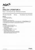 AQA AS ENGLISH LITERATURE A PAPER 1 QUESTION PAPER 2024 (7711/1 : Love Through The Ages : Shakespeare and Poetry)