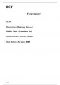 ocr GCSE Chemistry A (Gateway Science) Paper 1 Mark Scheme June 2024 J248/01: (Foundation tier)