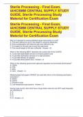 Sterile Processing - Final Exam, IAHCSMM CENTRAL SUPPLY STUDY GUIDE, Sterile Processing Study Material for Certification Exam Sterile Processing - Final Exam, IAHCSMM CENTRAL SUPPLY STUDY GUIDE, Sterile Processing Study Material for Certification Exam Ste