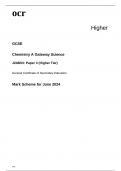 ocr GCSE Chemistry A Paper 3 Mark Scheme June 2024 J248/03: (Higher Tier)