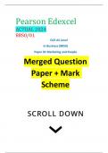 Pearson Edexcel ACTUAL 2024 8BS0/01 GCE AS Level In Business (8BS0) Paper 01 Marketing and People Merged Question Paper + Mark Scheme