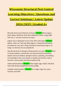 Wisconsin Structural Pest Control Learning Objectives | Questions and Correct Solutions | Latest Update 2024/2025 | Graded A+