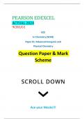 PEARSON EDEXCEL ACTUAL 2024 9CH0/01 GCE In Chemistry (9CH0) Paper 01: Advanced Inorganic and Physical Chemistry Question Paper & Mark Scheme