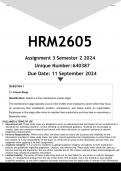 HRM2605 Assignment 3 (ANSWERS) Semester 2 2024 - DISTINCTION GUARANTEED