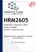 HRM2605 Assignment 3 (DETAILED ANSWERS) Semester 2 2024 - DISTINCTION GUARANTEED