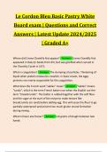 Le Cordon Bleu Basic Pastry White Board exam | Questions and Correct Answers | Latest Update 2024/2025 | Graded A+