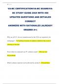 VA-BC CERTIFICATION/VA-BC EXAMS/VA BC STUDY GUIDE 2024 WITH 400  UPDATED QUESTIONS AND DETAILED  CORRECT  ANSWERS WITH RATIONALES (ALREADY  GRADED A+) 