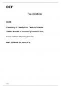 ocr GCSE Chemistry B Paper 1  Mark Scheme  June 2024 J258/01: Breadth in Chemistry (Foundation Tier)