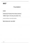 ocr GCSE Chemistry B Paper 2 Mark Scheme June 2024 J258/01: Breadth in Chemistry (Foundation Tier)