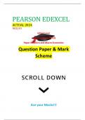 PEARSON EDEXCEL ACTUAL 2024 9EC0/03 GCE A Level In Economics A (9EC0) Paper 03 Micro and Macro Economics Question Paper & Mark Scheme