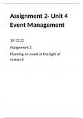 business level 3- unit 4 managing an event- assignment 2