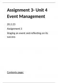 business level 3- unit 4 managing an event- assignment 3