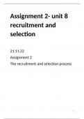 business level 3- unit 8 recruitment and selection- assignment 2