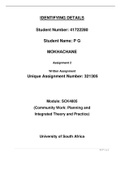 Exam (elaborations) SCK4805,SCK4806, COM2604  The Theory and Practice of Community Work, ISBN: 9780620473101