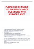 PURPLE BOOK PMHNP 100 MULTIPLE CHOICE QUESTIONS WITH ANSWERS ANCC