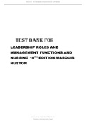 TEST BANK FOR LEADERSHIP ROLES AND MANAGEMENT FUNCTION IN NURSING 10TH EDITION BY MARQUIS HUSTON