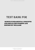 TEST BANK FOR DEWITS FUNDAMENTAL CONCEPTS AND SKILLS FOR NURSING 5TH EDITION BY WILLIAMS