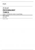 AQA A-level PSYCHOLOGY 7182/1 Paper 1 Introductory topics in psychology Mark scheme June 2024